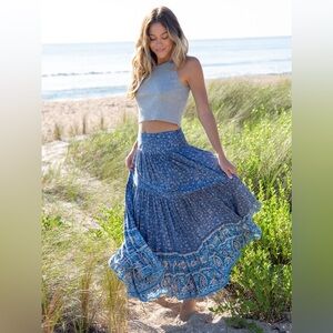 NATURAL LIFE Hanna Convertible Maxi Skirt Bohemian Blue Floral